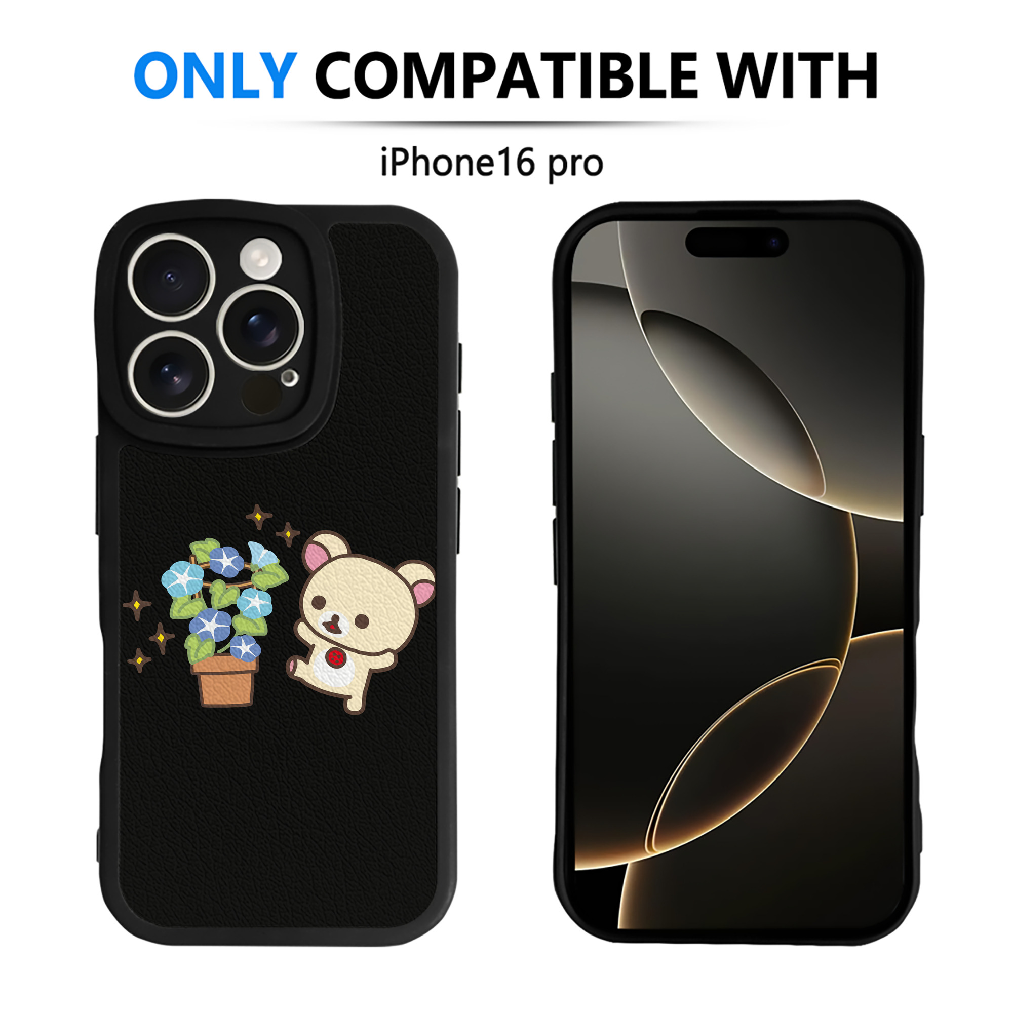 （画像用） リラックマ リラックマ キイロイトリ Rilakkuma Korilakkuma Kiiroitori 【iPhone 16シリーズ対応】シリコンスマホケース（レザー調） 材質：シリコン